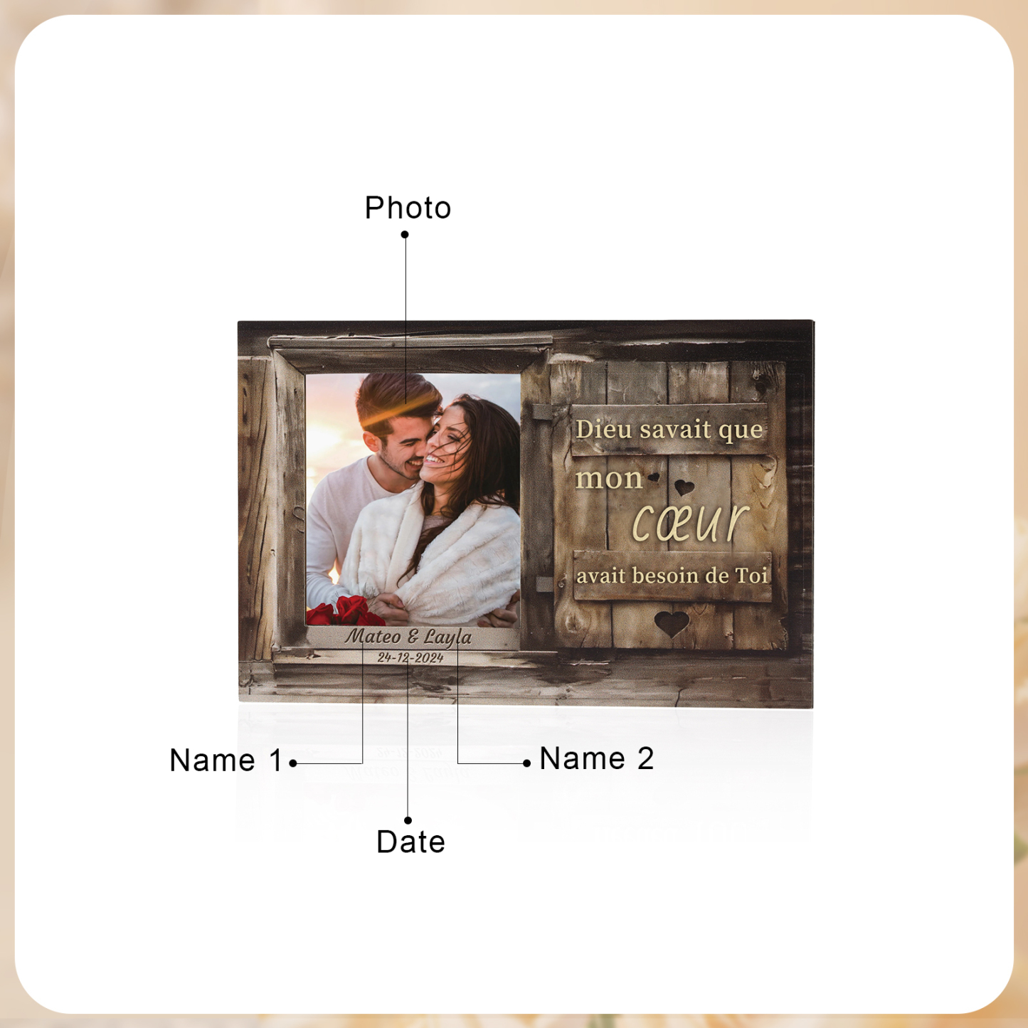 Clip personnalisé en bois pour visière de voiture avec Prénoms Photo et Date Clip de pare-soleil Personnalisé|Jessemade
