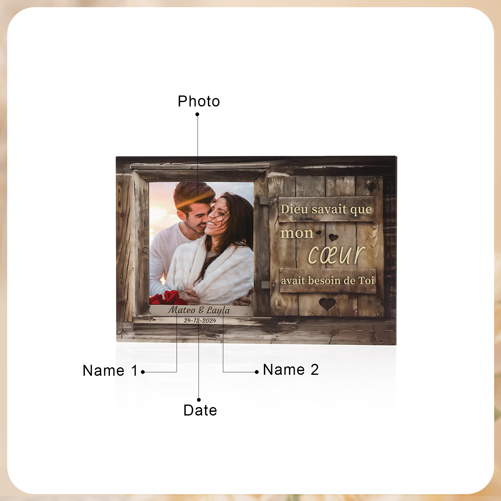 Clip personnalisé en bois pour visière de voiture avec Prénoms Photo et Date Clip de pare-soleil Personnalisé|Jessemade