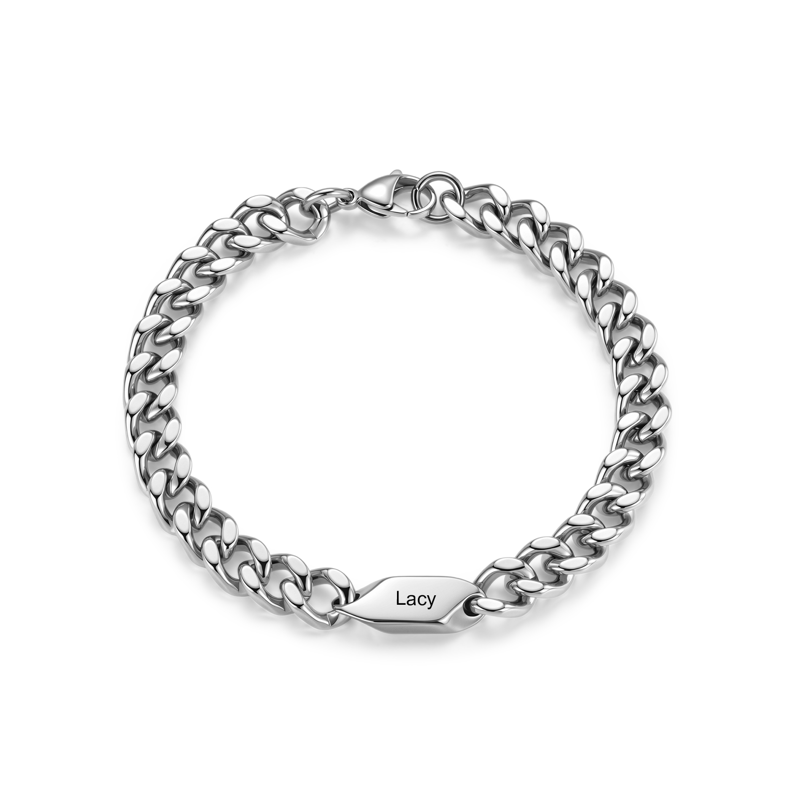 Bracelet Homme Personnalisé Gourmette en Acier Inoxydable avec 1 à 5 Prénoms Gravés – Cadeau Unique pour Papa, Mari ou Famille