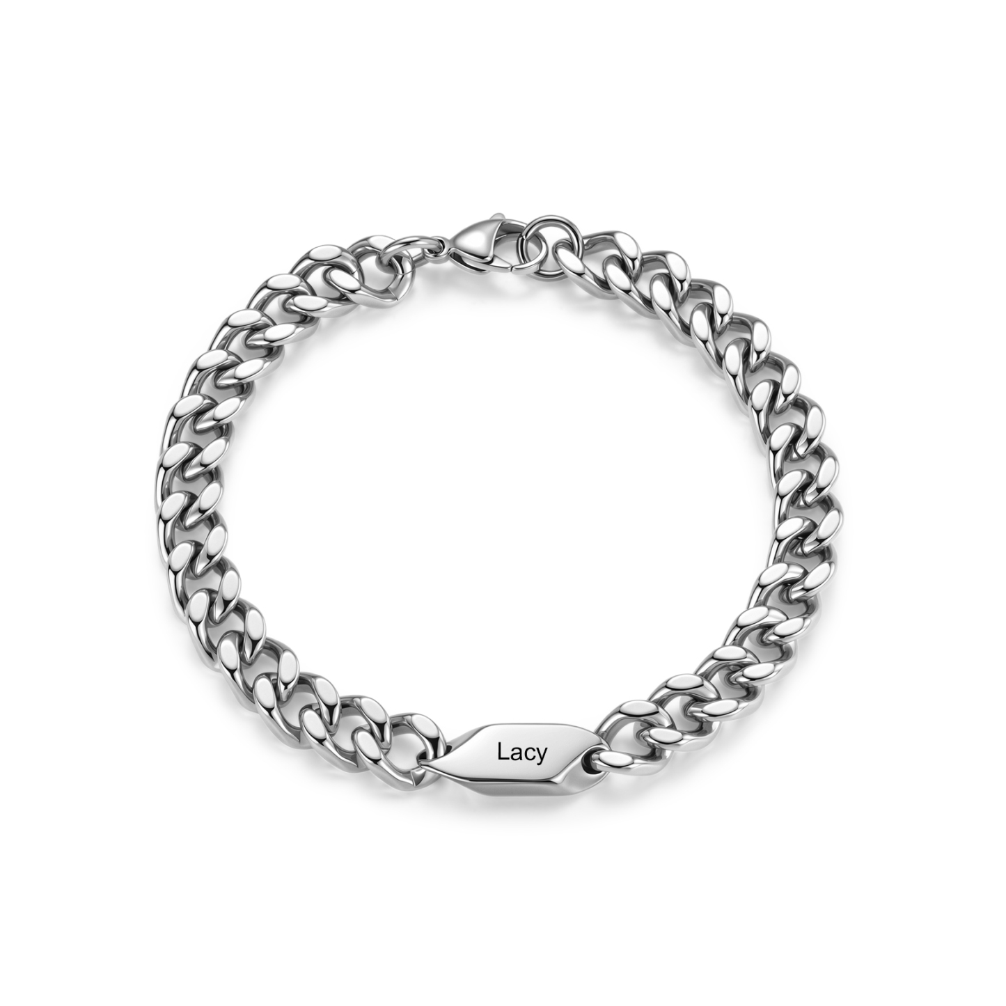 Bracelet Homme Personnalisé Gourmette en Acier Inoxydable avec 1 à 5 Prénoms Gravés – Cadeau Unique pour Papa, Mari ou Famille