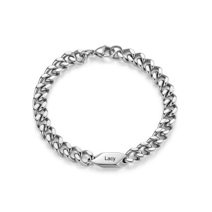 Bracelet Homme Personnalisé Gourmette en Acier Inoxydable avec 1 à 5 Prénoms Gravés – Cadeau Unique pour Papa, Mari ou Famille