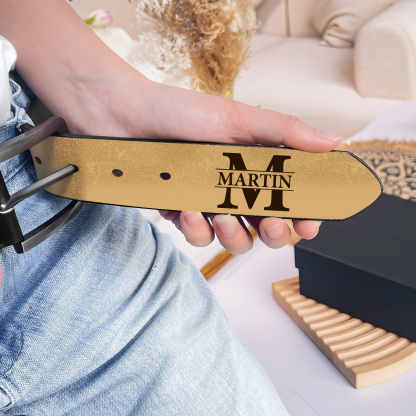 Ceinture en cuir pour Homme Personnalisée – Initiale & Prénom gravés à l’intérieur