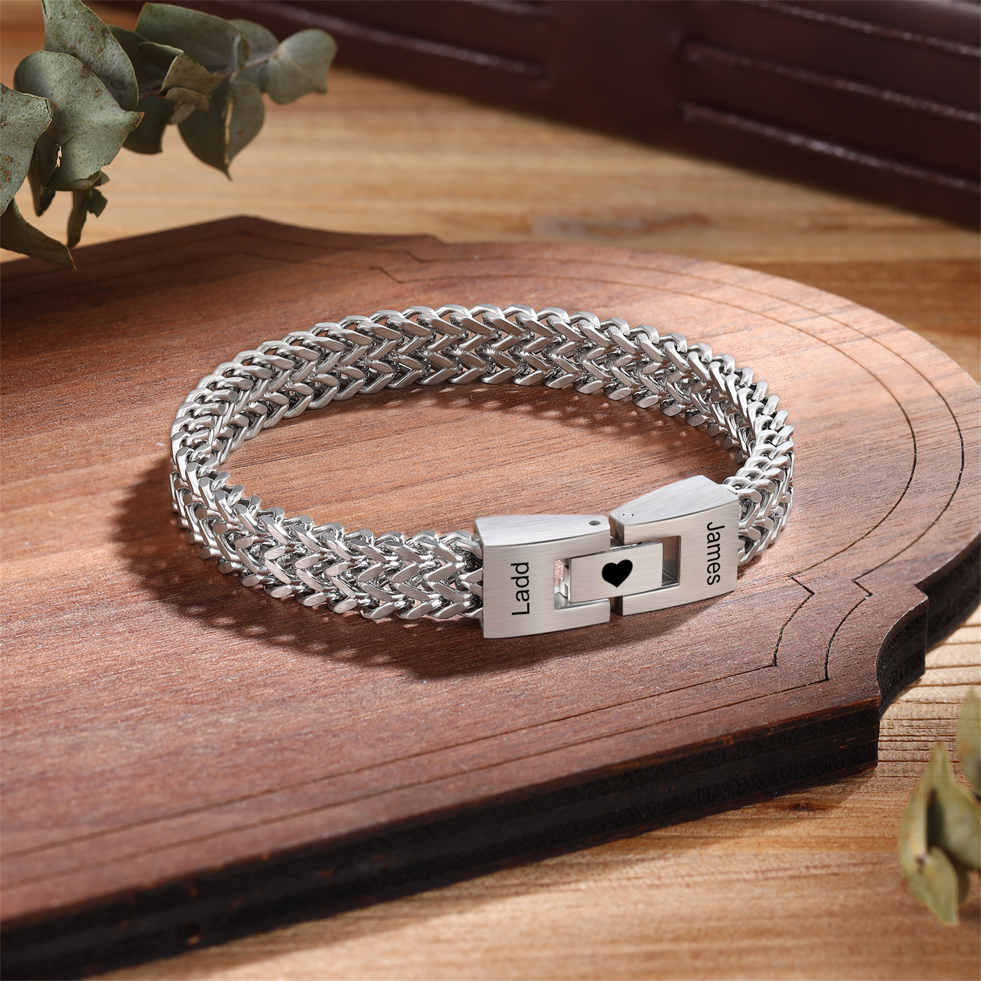 Bracelet Homme Personnalisé en Acier Inoxydable à Maillons Cubains avec Nom