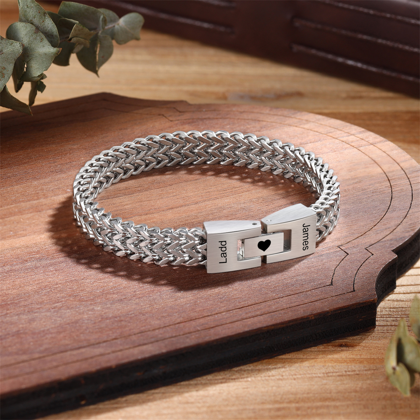 Bracelet Homme Personnalisé en Acier Inoxydable à Maillons Cubains avec Nom