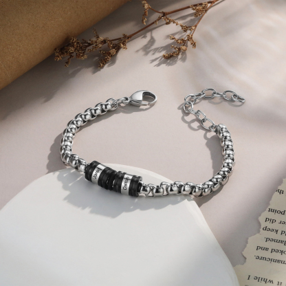 Bracelet Homme personnalisé avec 2 à 5 Prénoms gravés - Cadeau pour Homme | Jessemade