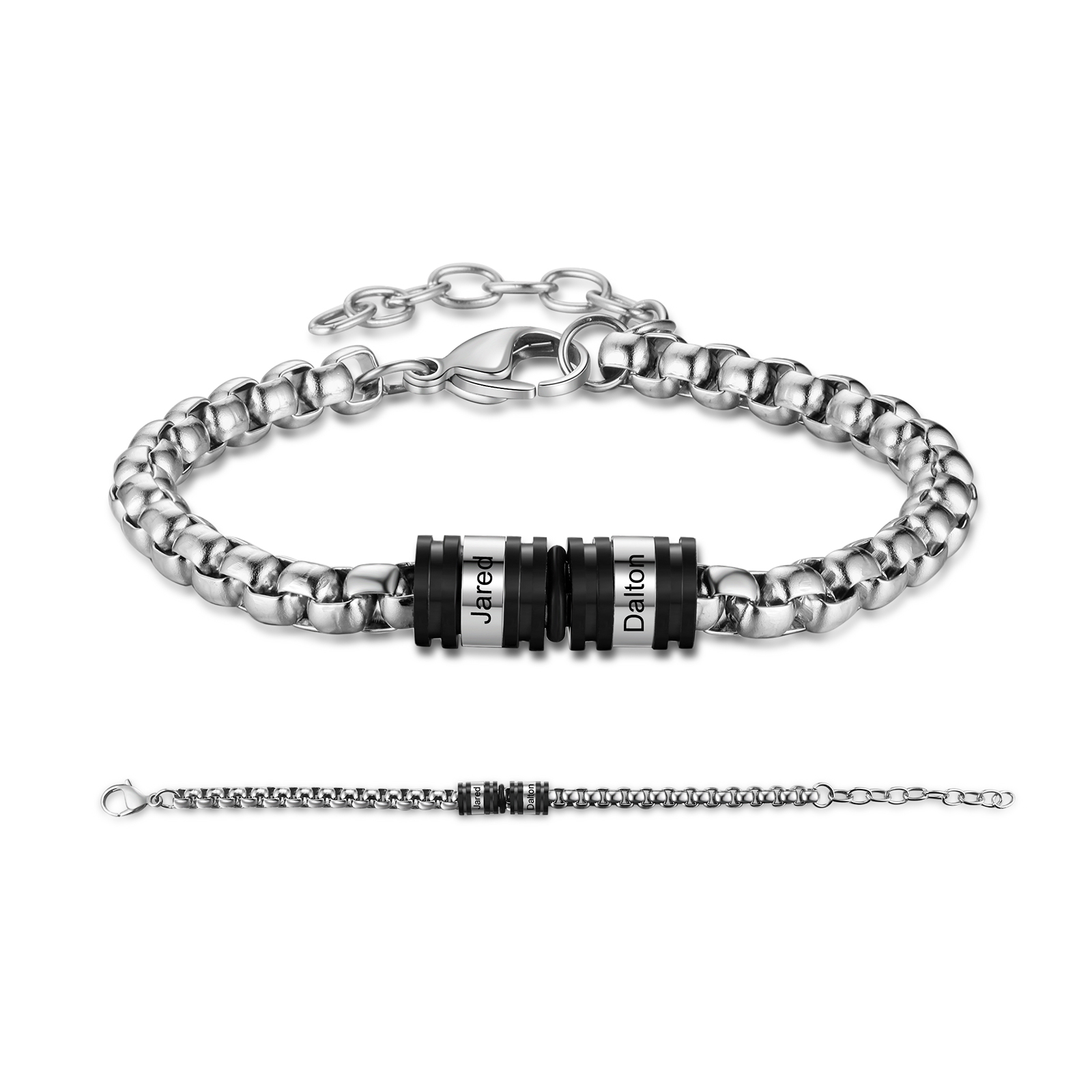 Bracelet Homme personnalisé avec 2 à 5 Prénoms gravés - Cadeau pour Homme | Jessemade