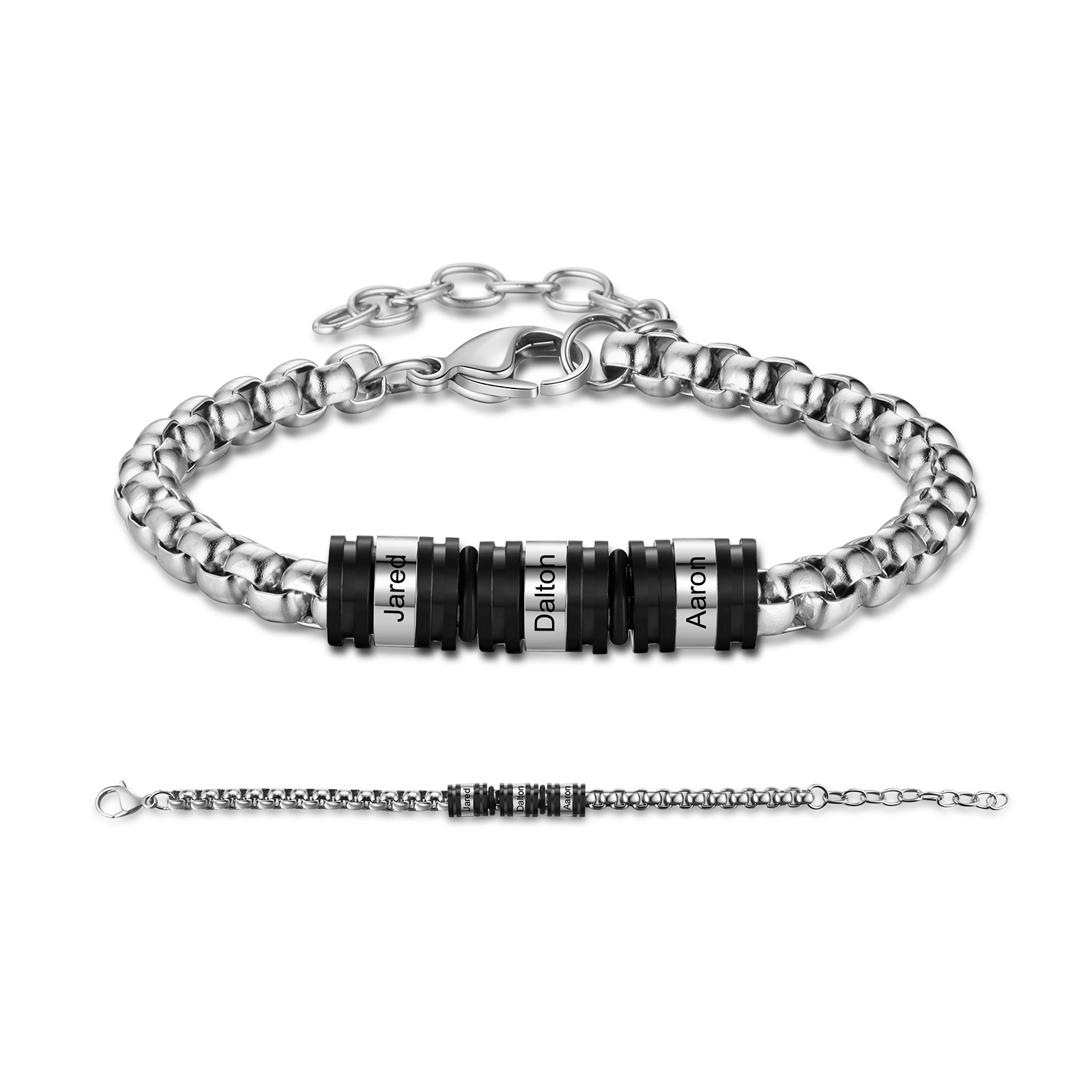 Bracelet Homme personnalisé avec 2 à 5 Prénoms gravés - Cadeau pour Homme | Jessemade