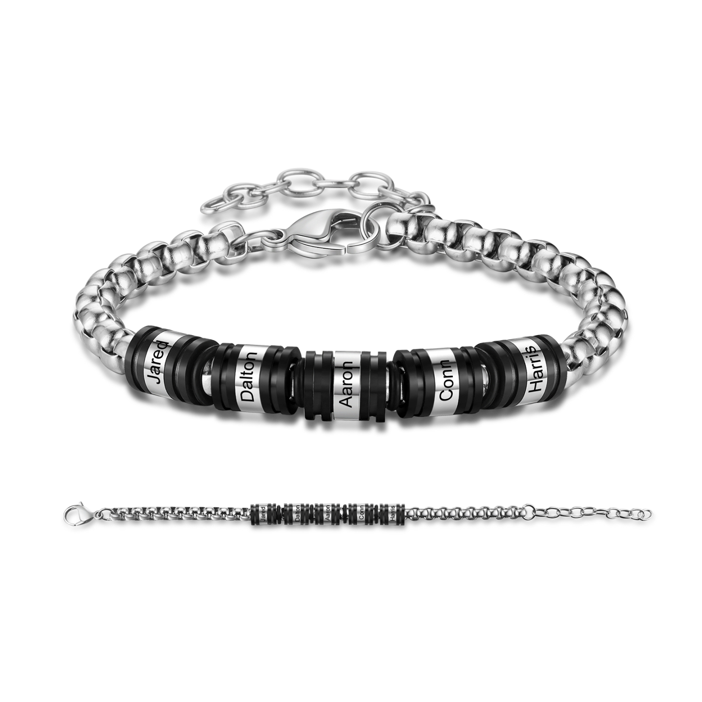 Bracelet Homme personnalisé avec 2 à 5 Prénoms gravés - Cadeau pour Homme | Jessemade