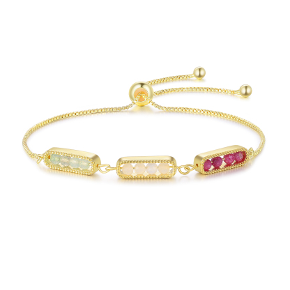 Bracelet personnalisé avec pierre de naissance, ajustable au design minimaliste