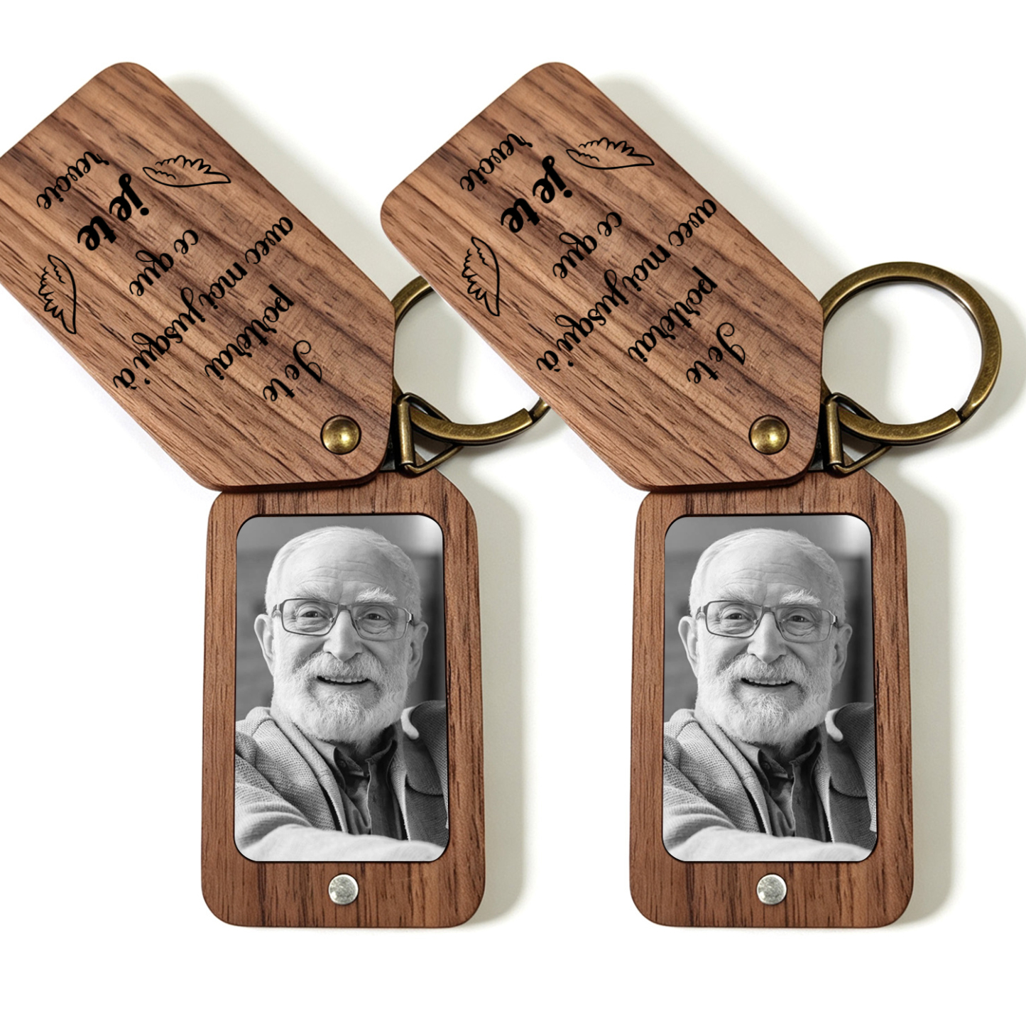 Porte-Clés Photo Personnalisé en Bois — Cadeau Commémoratif