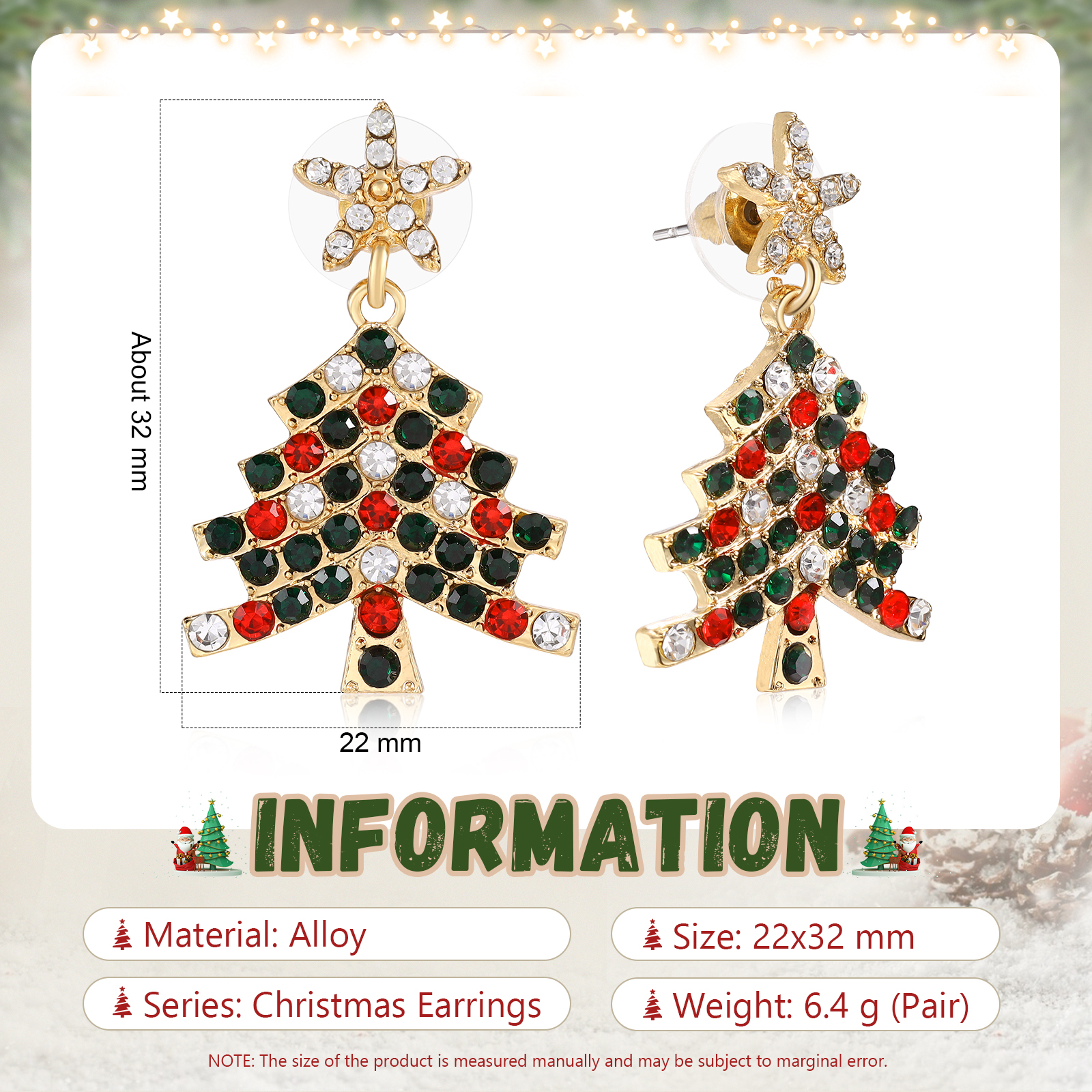 Clous d'oreilles Sapin Noël Boucles d'oreilles en Alliage Cadeau pour Femme | Jessemade