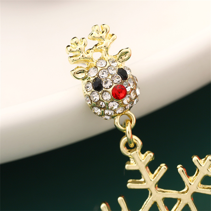 Boucles d’Oreilles Renne et Flocon Doré Cadeau Noël | Jessemade