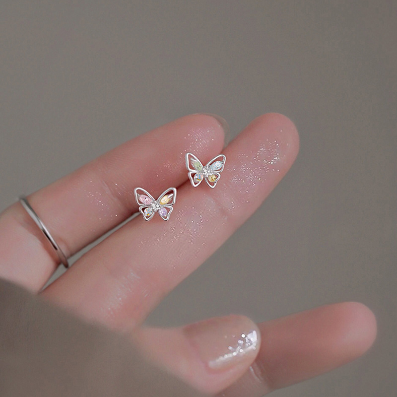 Boucles d’Oreilles Puces Papillon Multicolore | Jessemade