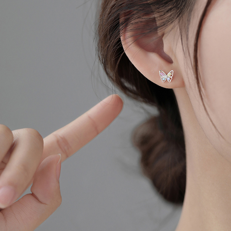 Boucles d’Oreilles Puces Papillon Multicolore | Jessemade
