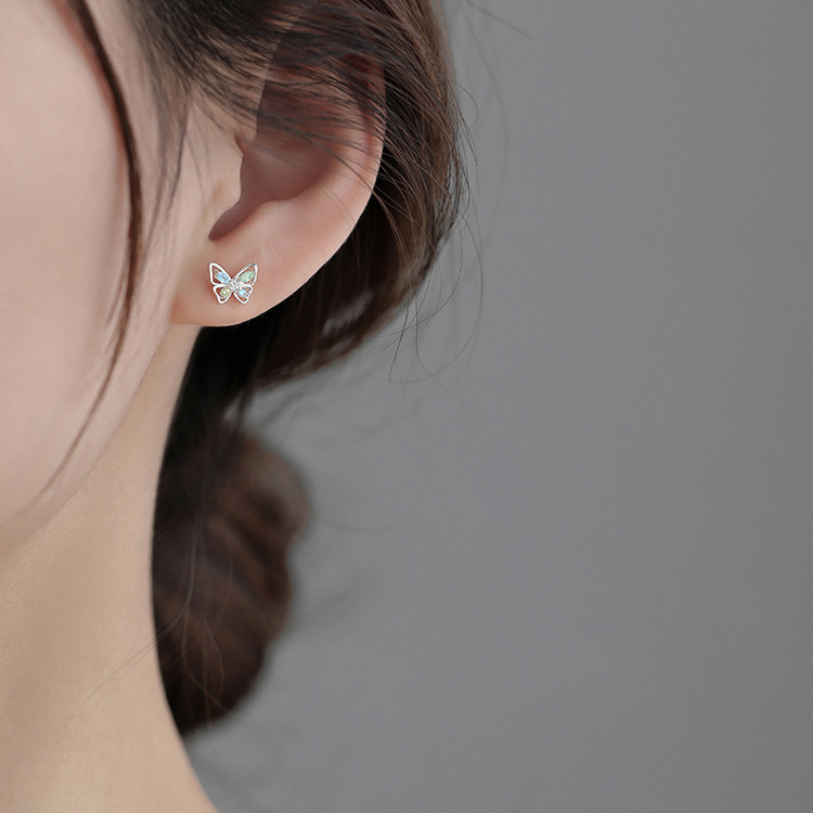 Boucles d’Oreilles Puces Papillon Multicolore | Jessemade