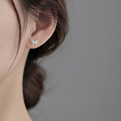 Boucles d’Oreilles Puces Papillon Multicolore | Jessemade