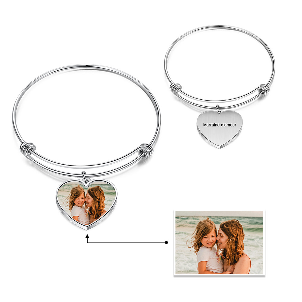 À Ma Marraine Bracelet Photo Personnalisé avec Cœur Breloque | Jessemade