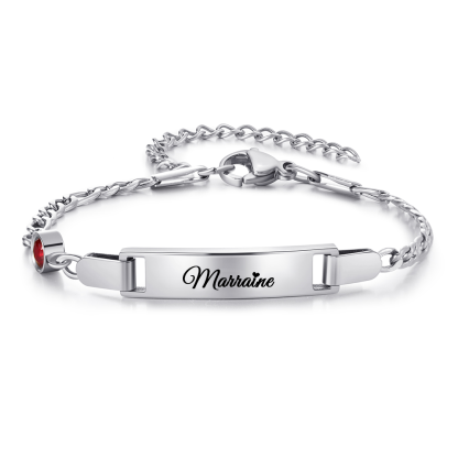À Ma Marraine Bracelet/cheville Gourmette bébé enfant 1 Prénom Personnalisés Bracelet Pierre De Naissance｜Jessemade