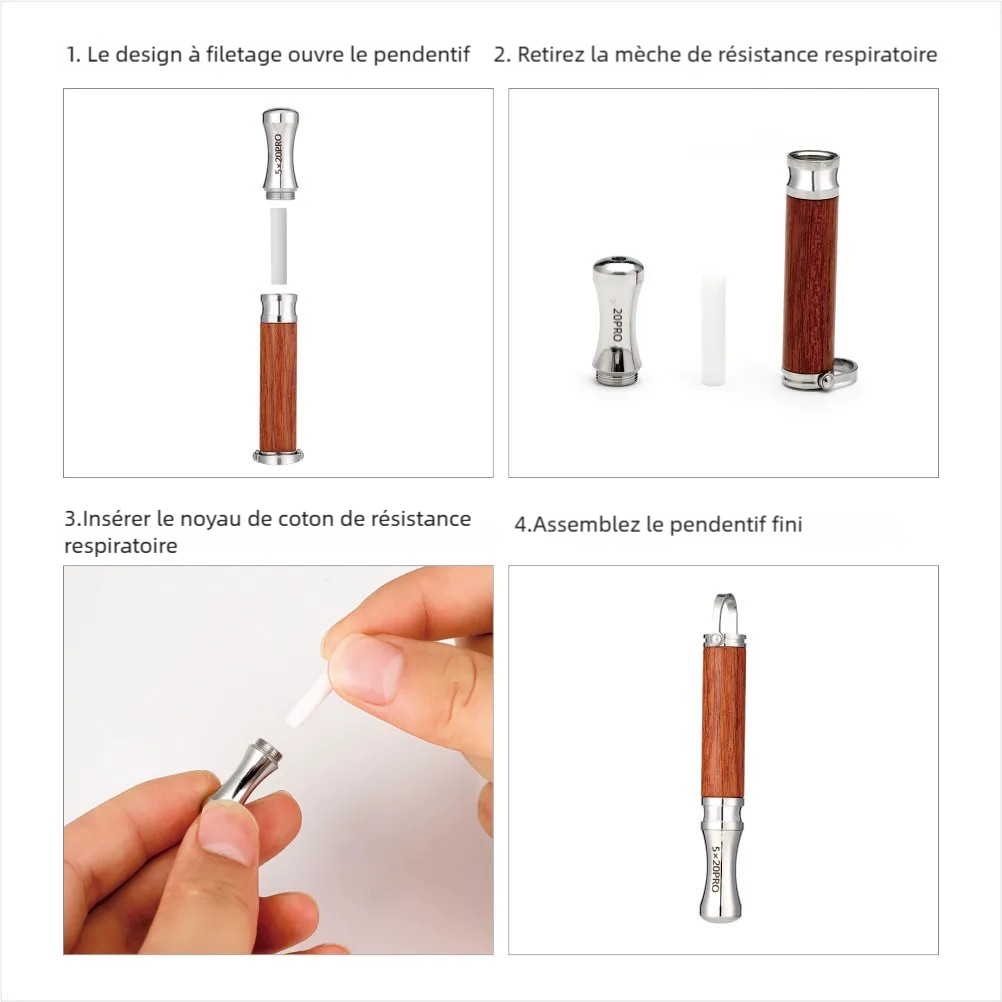 Collier de Respiration avec Pendentif en Bois pour soulager l'Anxiété