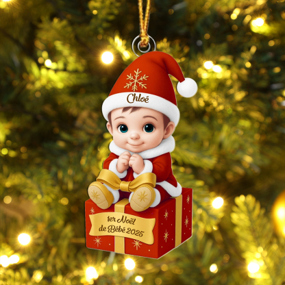 Décoration Sapin Noël Personnalisée – Bébé sur Cadeau pour 1er Noël