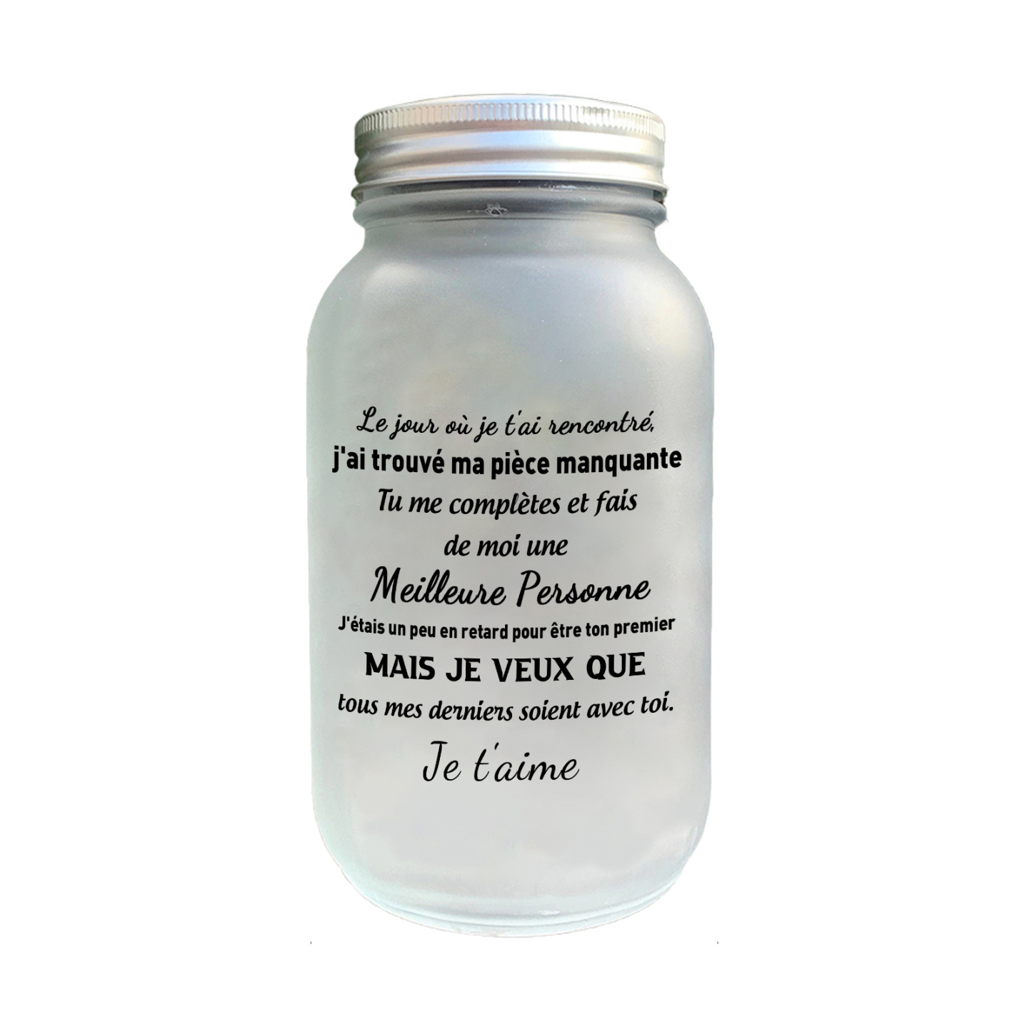 Bouteille Lumineuse Personnalisé Puzzle Bocal Mason Solaire - le jour où j'ai trouvé ma pièce manquante