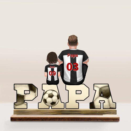 À mon Papa/Papi - Décoration en bois 1-4 Prénoms Personnalisés Football Ornement | Jessemade