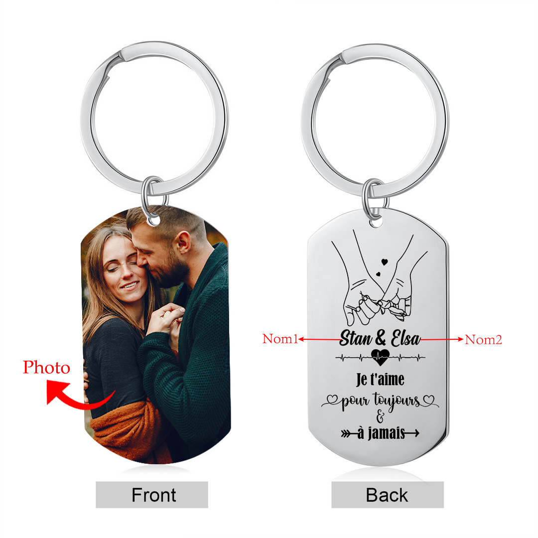 Porte Clés Cuir Rond à Personnaliser Avec Une Photo