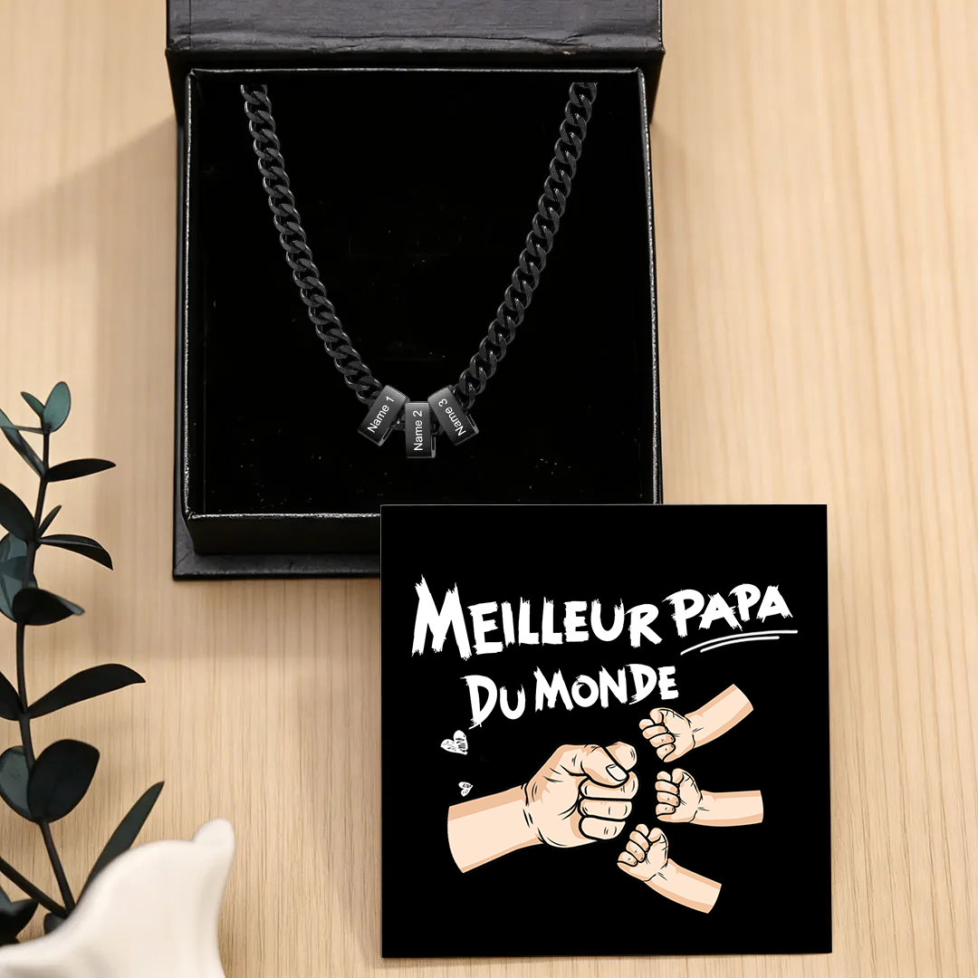 Collier à Maillons Cubains Personnalisé pour Homme avec 1 à 6 Prénoms | Cadeau Fête des Pères
