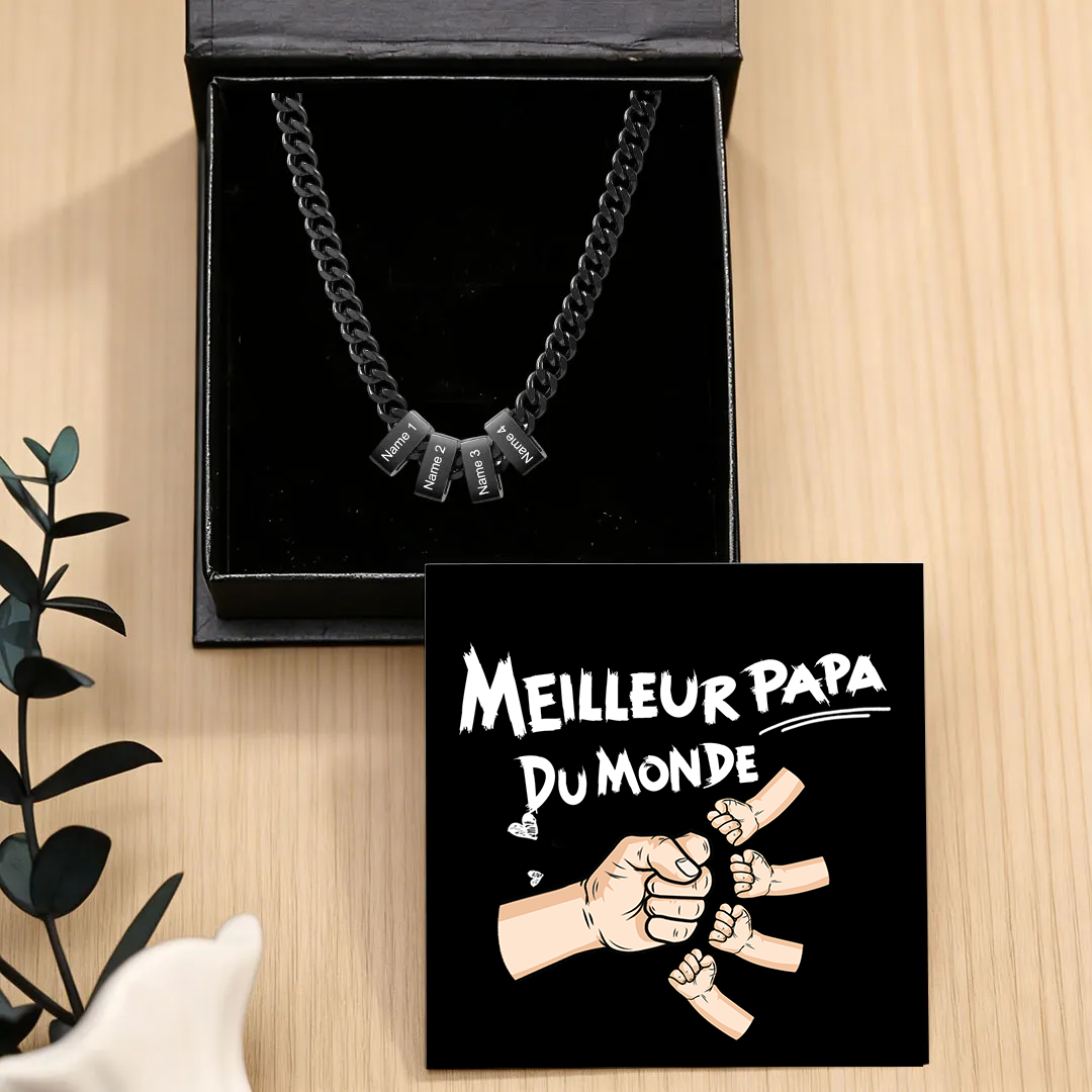 Collier à Maillons Cubains Personnalisé pour Homme avec 1 à 6 Prénoms | Cadeau Fête des Pères