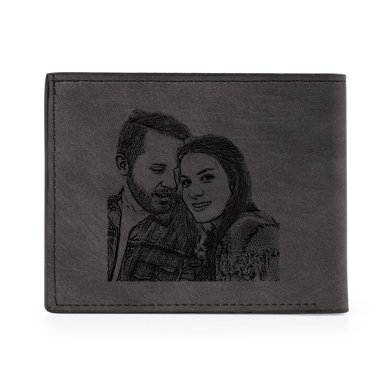 Portefeuille Homme Personnalisé en cuir PU, personnalisable avec Photo, Calendrier ou gravure de Nom