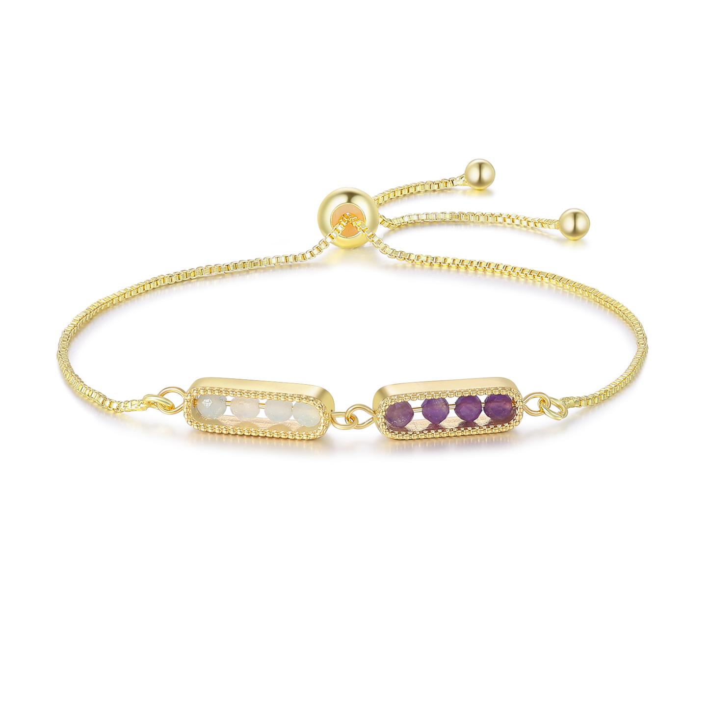 Bracelet personnalisé avec pierre de naissance, ajustable au design minimaliste