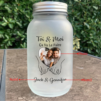 Bocal Solaire LED Personnalisable Photo Bouteille Lumineuse Couple