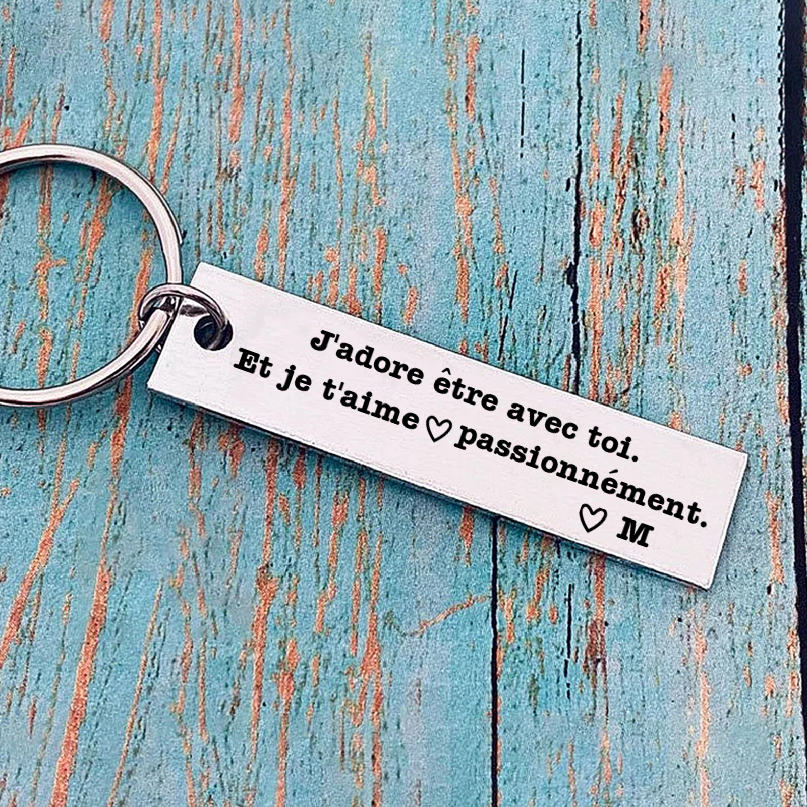 Porte-Clés Lettre Personnalisé, je t'aime passionnément Porte-Clés pour Couples