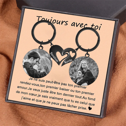Porte-Clés Personnalisés Avec Photo et Prénom Pendentif en forme de cœur Cadeau pour Couple | Jessemade
