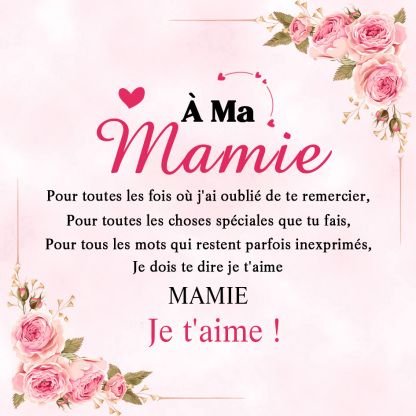 À Ma Mamie- Carte avec Message d'Amour Cadeau pour Grand-mère | Jessemade
