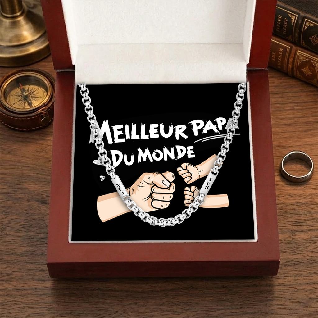 Collier 1-5 Prénoms Personnalisé Collier Chaîne Homme | Cadeau Fête des Pères | Jessemade