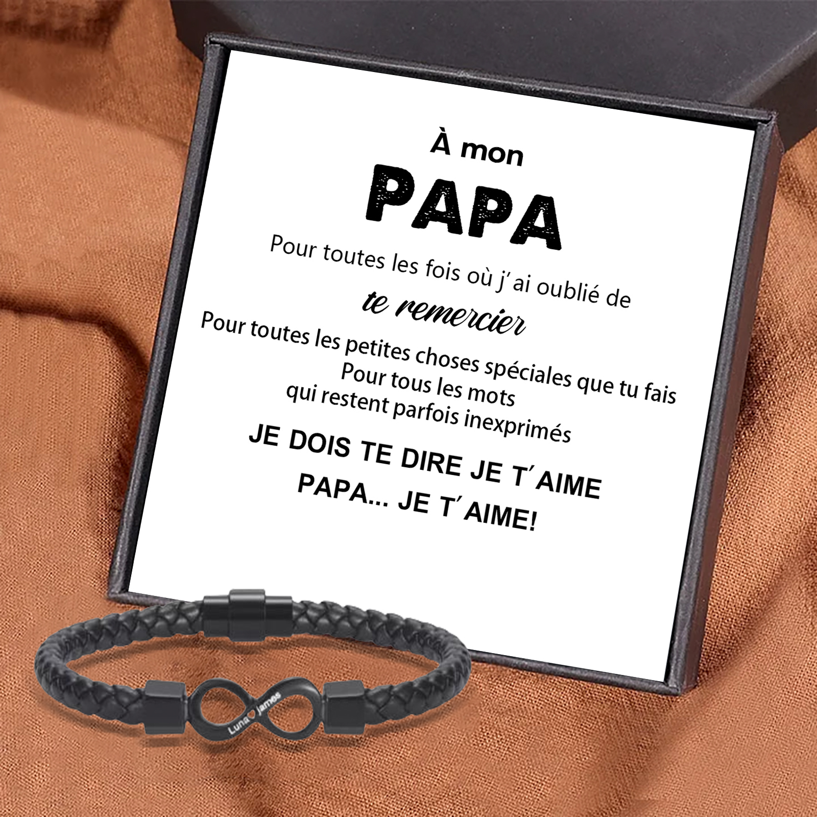 À Mon Papa Bracelet Personnalisé Infini 2 Prénoms Personnalisés Bracelet Personnalisé Homme｜Jessemade