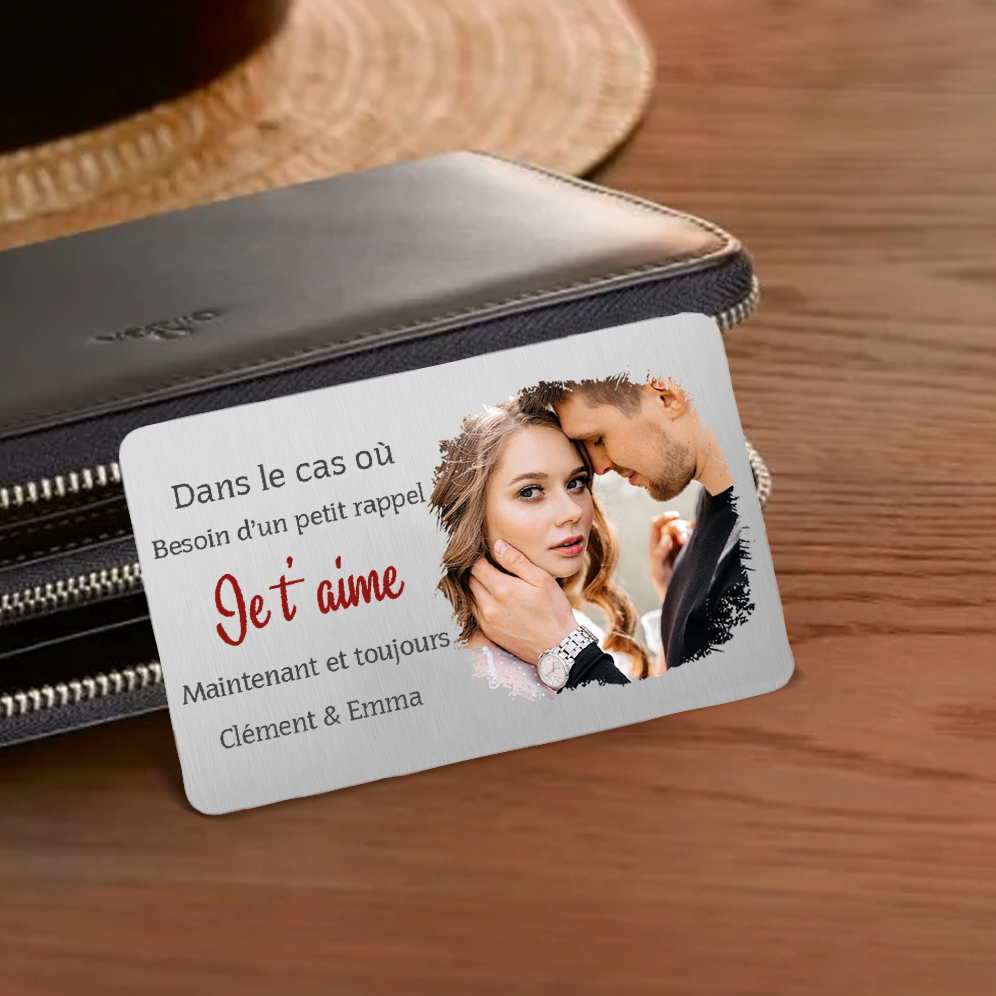 Coffret Cadeau 2PCS Portefeuille et carte de Couple 1 Prénom Personnalisé avec Photo Coffret Cadeau pour Homme | Jessemade