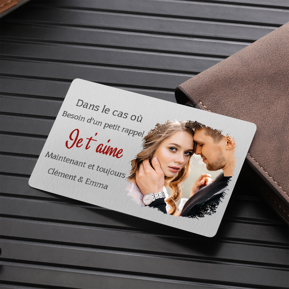 Coffret Cadeau 2PCS Portefeuille et carte de Couple 1 Prénom Personnalisé avec Photo Coffret Cadeau pour Homme | Jessemade