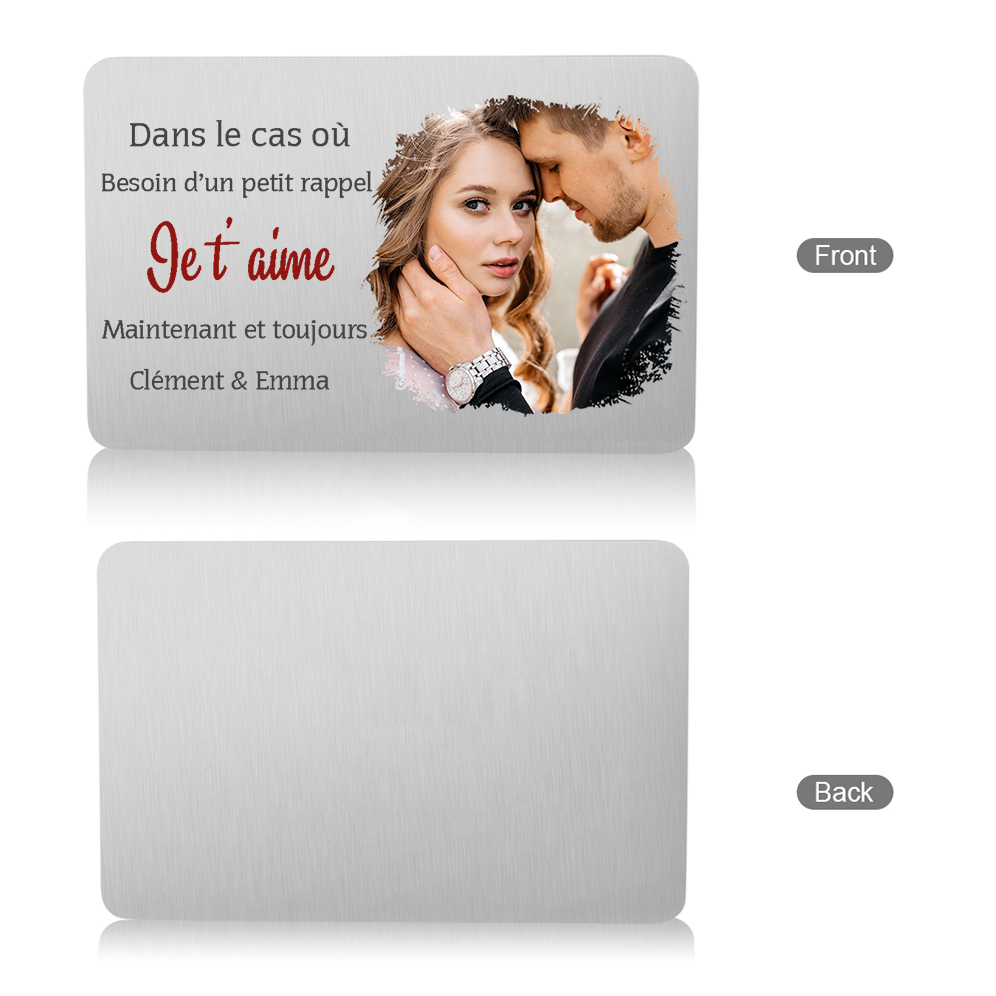 Coffret Cadeau 2PCS Portefeuille et carte de Couple 1 Prénom Personnalisé avec Photo Coffret Cadeau pour Homme | Jessemade