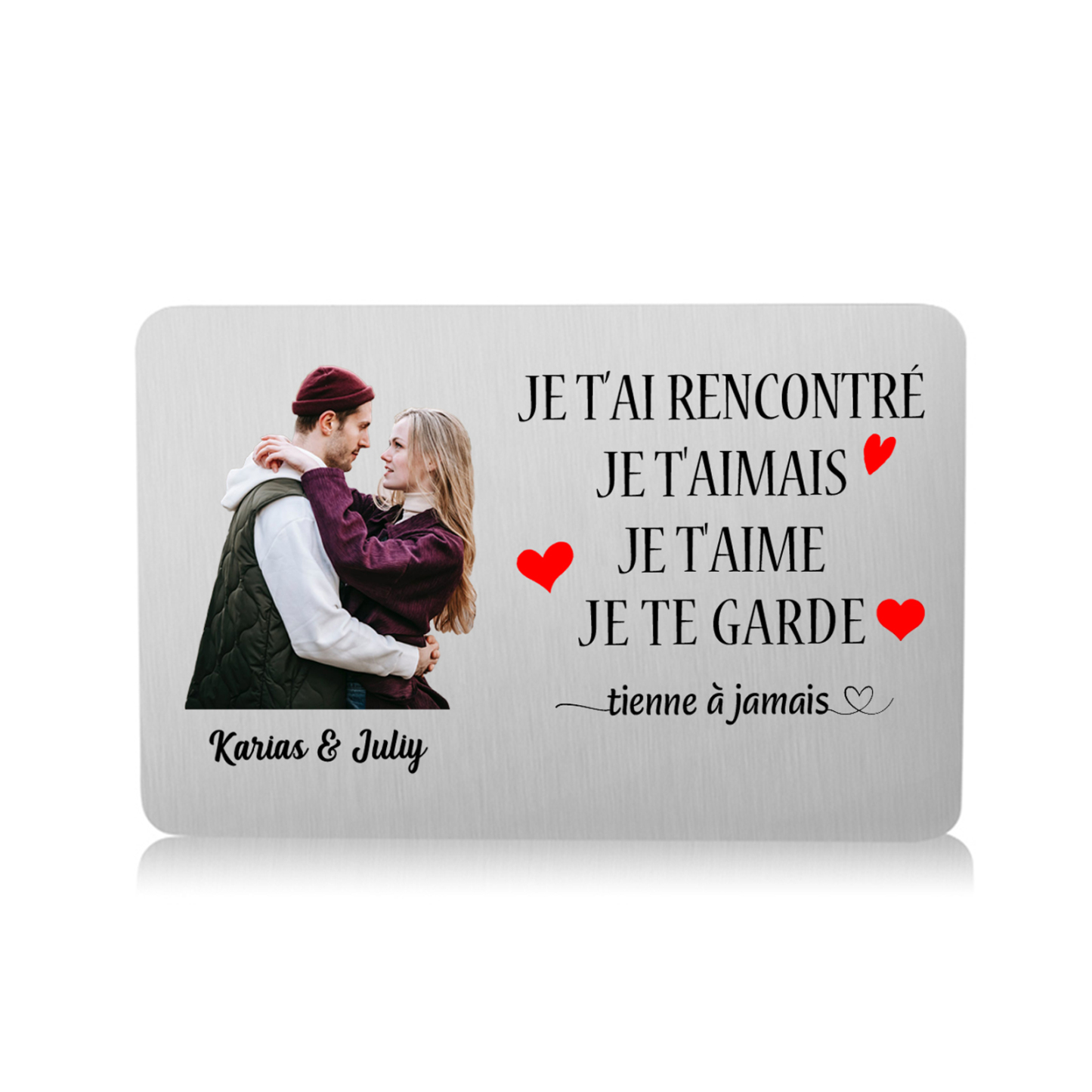 Coffret Cadeau 3PCS Bracelet Porte-clé et carte de Couple 1 Prénom Personnalisé avec Photo Coffret Cadeau pour Homme | Jessemade