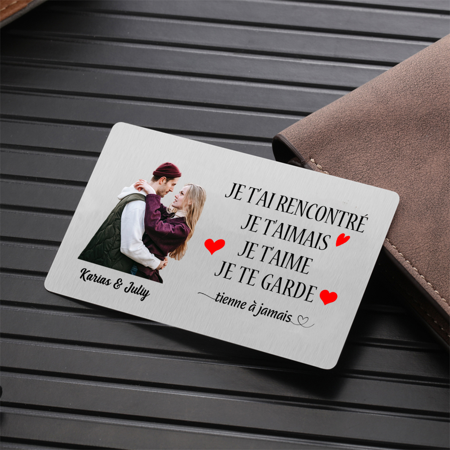 Coffret Cadeau 3PCS Bracelet Porte-clé et carte de Couple 1 Prénom Personnalisé avec Photo Coffret Cadeau pour Homme | Jessemade