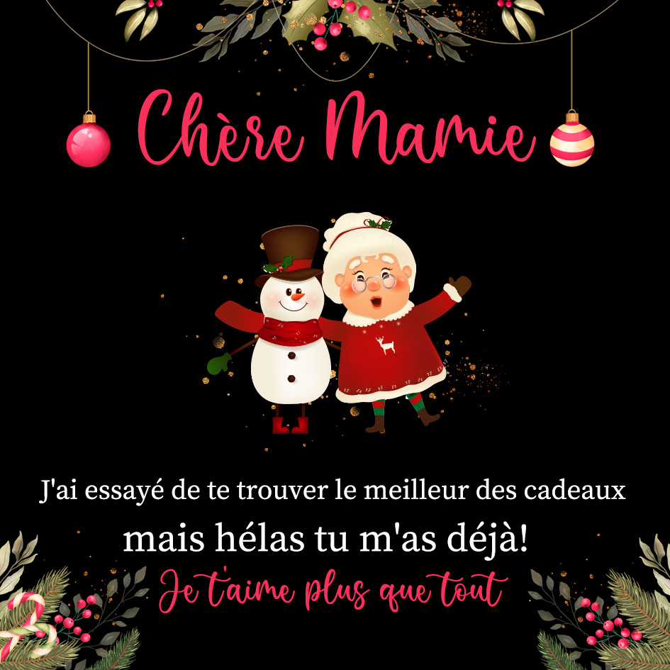 À ma Mamie et Papi Carte de Noël avec coffre cadeau | Jessemade