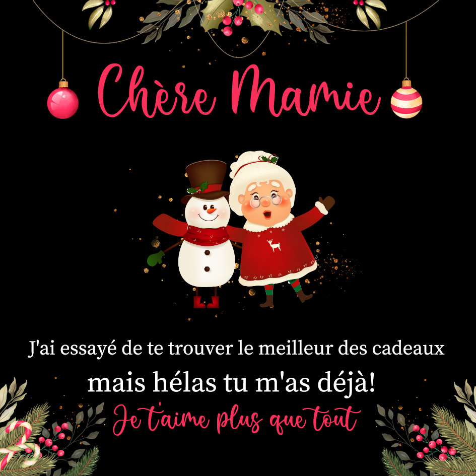 À ma Mamie et Papi Carte de Noël avec coffre cadeau | Jessemade