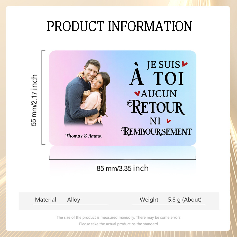 Carte Portefeuille 2 Prénoms et 1 Photo Personnalisés Cadeau Saint Valentin pour Couple | Jessemade