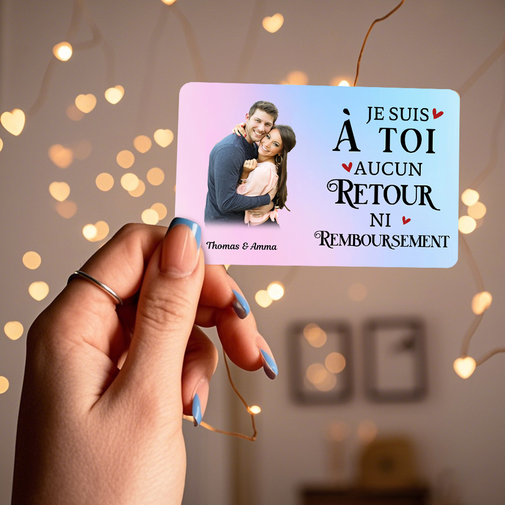 Carte Portefeuille 2 Prénoms et 1 Photo Personnalisés Cadeau Saint Valentin pour Couple | Jessemade