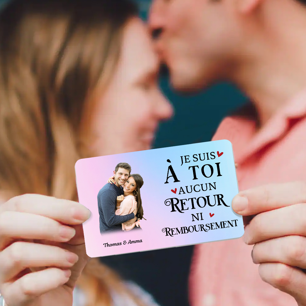 Carte Portefeuille 2 Prénoms et 1 Photo Personnalisés Cadeau Saint Valentin pour Couple | Jessemade