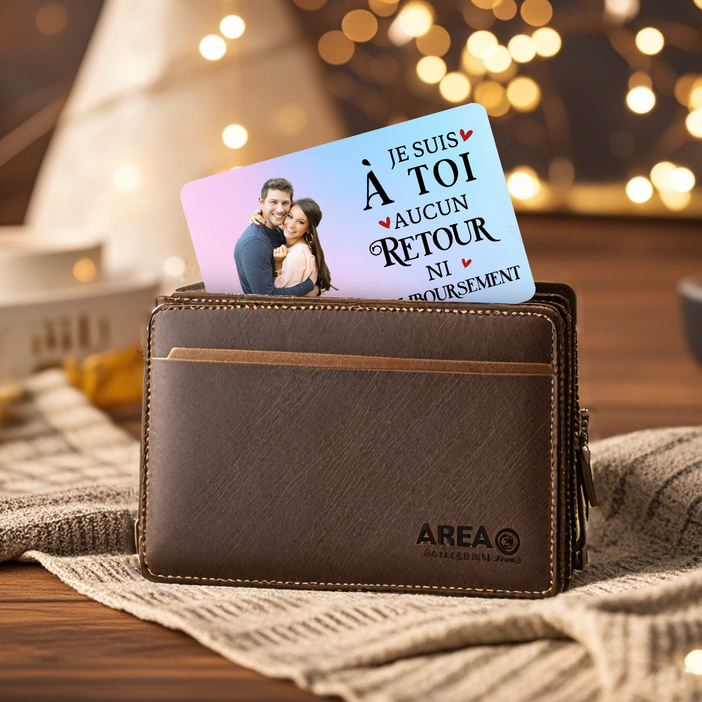 Carte Portefeuille 2 Prénoms et 1 Photo Personnalisés Cadeau Saint Valentin pour Couple | Jessemade
