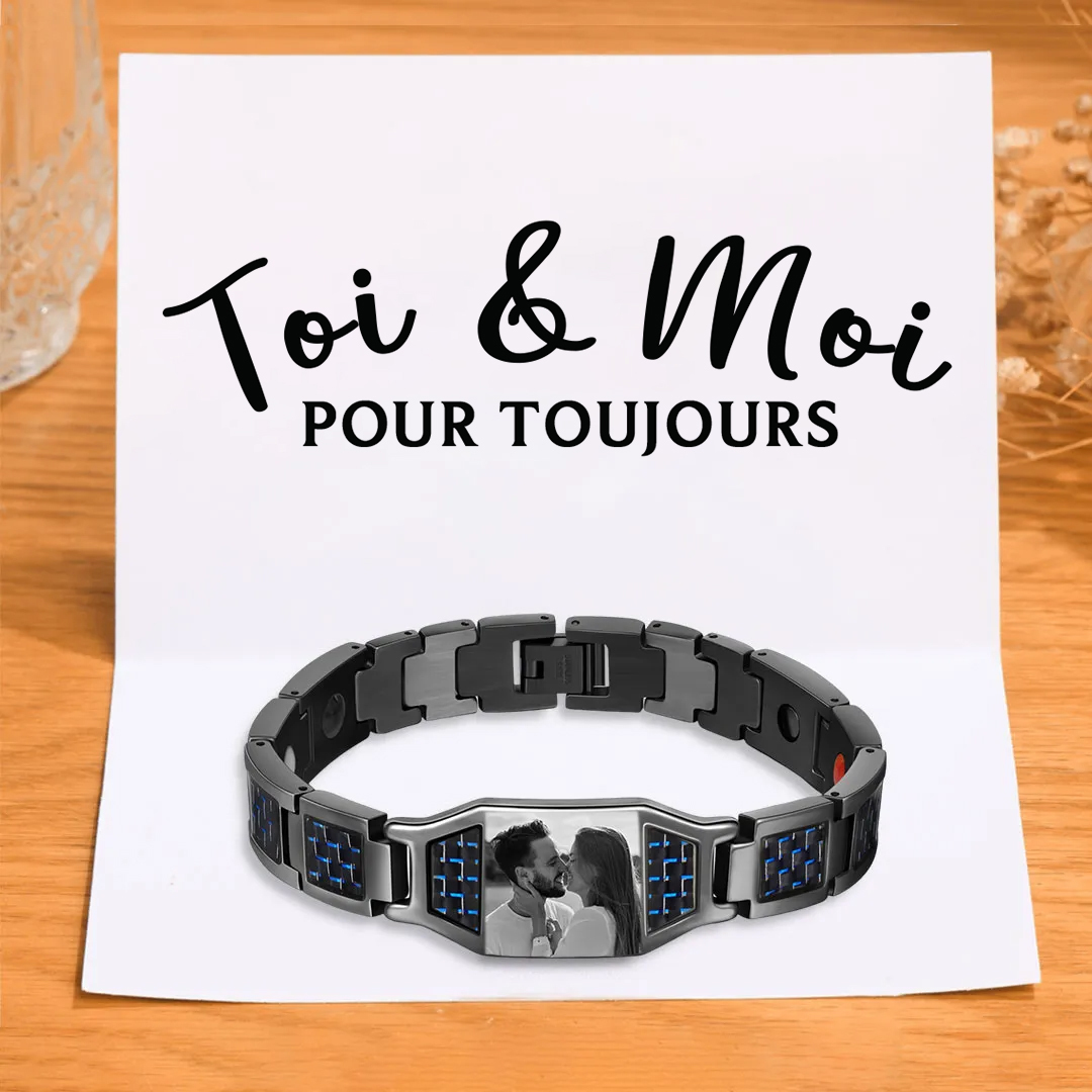 [Copy]Bracelet Photo Personnalisé en Acier au titane pour Homme｜Jessemade