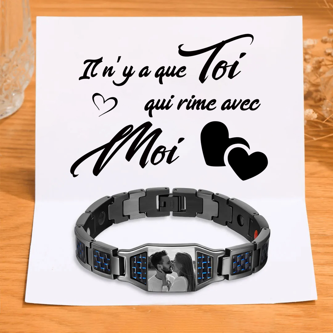 Bracelet Photo Personnalisé en Acier au titane pour Homme｜Jessemade
